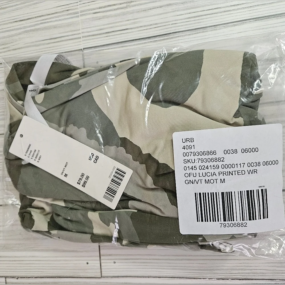 Out From Under Lucia Printed Wrap One Piece Cut Our Swimsuit in Camo Sz Med NWT